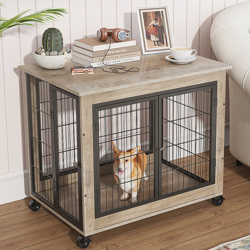 Tucker Murphy Pet™ 38.5"W Dog Crate Furniture, Wood Dog Crate Table